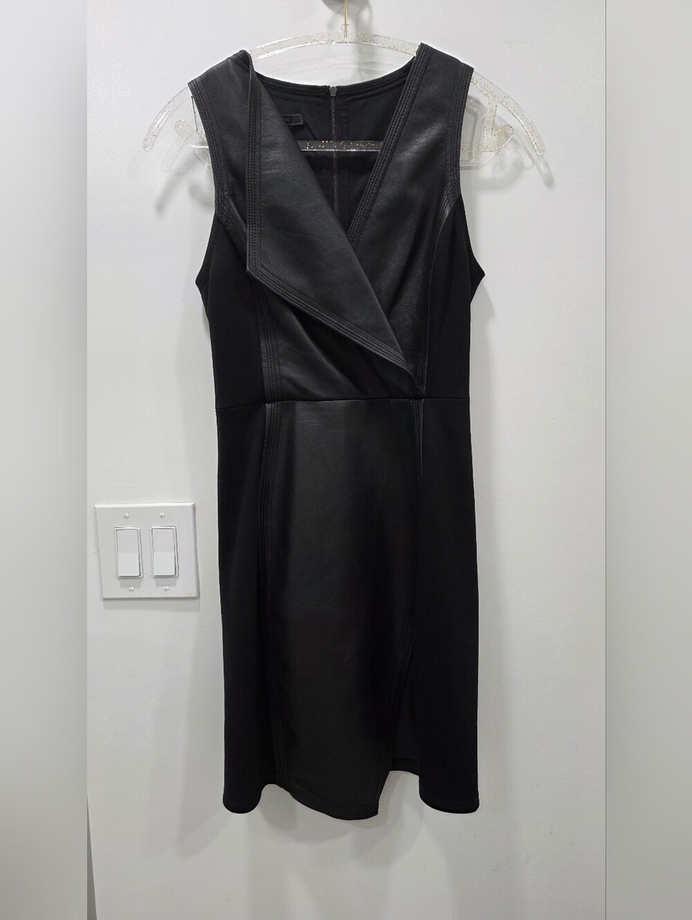 BCBG MAXAZRIA Womens Faux Leather Sheath Dress Size XS
